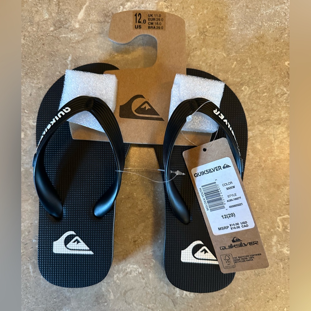 Quiksilver flip flops - little kid size 12!  Little kids size 2!